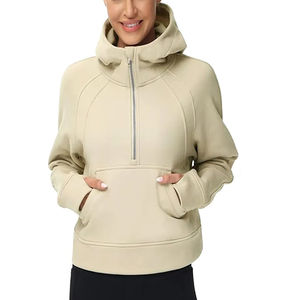 Sweat-shirts d'hiver confortables pour femmes 2026, en coton épais doublé de polaire, style à demi-zip avec capuche, logo frontal, tricot, vêtements d'hiver - Product Image 5