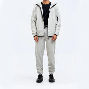 Ensemble de 2 vêtements de sport unisexe gris clair avec détails sur panneau Survêtements sur mesure pour hommes - Product Image 1