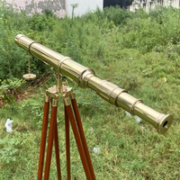 Télescope en laiton vintage avec trépied en bois décor de Spyglass nautique pour bureau étude ou salon Accent de maison maritime antique