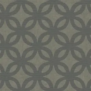 Papel tapiz de círculos grises y topo de diseñador moderno con detalles plateados Peel & Stick Wallpapers - Product Image 1