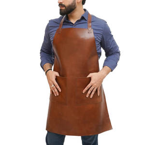 Custom Dark Brown PU Leather <b>Apron</b> with Pockets Oil-proof Chef Barber Salon BBQ Vegan Grilling <b>Apron</b> <b>for</b> <b>Men</b> - Product Image 3