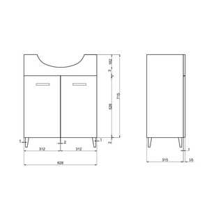 Mueble de Baño Blanco de 65 cm con Soporte para Piso, Parte del Conjunto de Baño Ravenna Exportado - Product Image 5