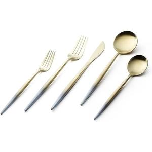 Juego de 5 cubiertos de acero inoxidable, ideal para utensilios de cocina, mesa, fiesta en casa, café, uso, cubiertos chapados en Color plateado, mango de Metal - Product Image 4