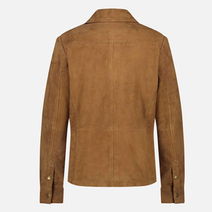 Haute qualité hommes en cuir véritable daim chemise à manches longues Style Vintage décontracté bouton en cuir daim chemise - Product Image 2