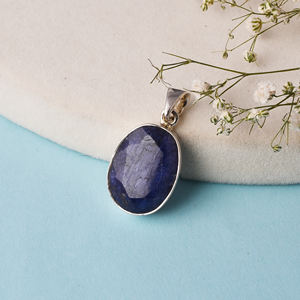 Colgante de joyería fina de Plata de Ley 925 con piedra preciosa de zafiro azul natural - Product Image 3