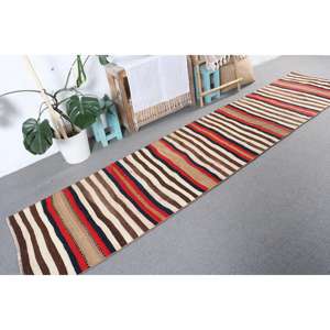 2.6x11.2 ft Turkish Rug, Vintage <b>Runner</b> Rug, Brown <b>Red</b> Oriental Rug - Product Image 4