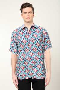 Men's Multi-Color Tropical Printed Polyester Casual <b>Shirt</b> Regular Fit for Summers - Product Image 1