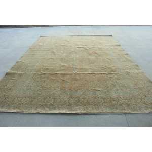 10.2x13.6 ft Vintage Oversize Rug, <b>Brown</b> Blue Turkish Animal Print <b>Wool</b> Rug - Product Image 1