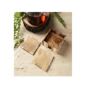 Sous-verres en bois de noyer naturel de style classique avec logo personnalisable pour la décoration de table et les cadeaux de fête à la maison et au bureau - Product Image 2