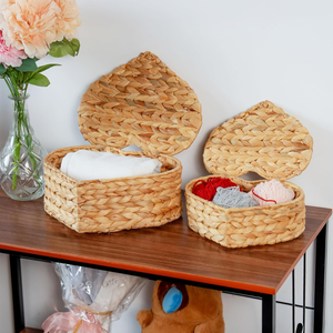 Vente en gros de boîte de rangement naturelle en forme de cœur en jacinthe d'eau, organisateur, boîte de rangement d'accessoires pour la décoration intérieure fabriquée au Vietnam - Product Image 3