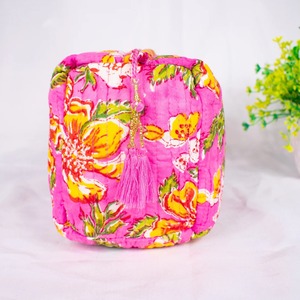 3-Piece Indian Cotton Handmade Vintage for Floral Block Print Large Travel Case <b>Set</b> Zipper Closure Eco-Friendly Waterproof - Product Image 2