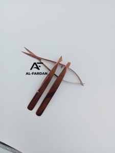 Pince à épiler couleur or rose avec lame affûtée, ciseaux à ressort, pointe inclinée, pointe carrée, logo personnalisé, pour l'épilation des sourcils - Product Image 4
