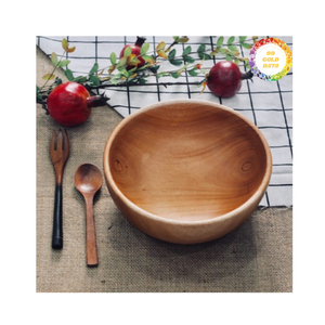 Bol en bois fait main du Vietnam en bois d'acacia naturel pour service de cuisine et décoration de table - Product Image 1