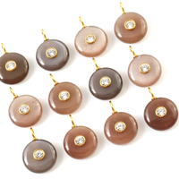 Pendentif en pierre de lune chocolat naturelle incrustée, bijoux en pierres précieuses faits à la main, pendentif en argent sterling 925, breloques pour bijoux en gros