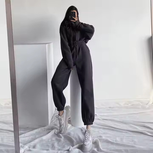 Sudadera deportiva de lana con logotipo personalizado para mujer, sudaderas con capucha extragrandes de algodón de Color liso 2025 - Product Image 6