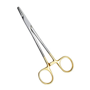 Porte-aiguille Mayo Hegar Pilote d'aiguille de qualité chirurgicale de 6 pouces Tc Mâchoires dentelées plaquées or Grip Suturing Strong Medic Instruments - Product Image 3