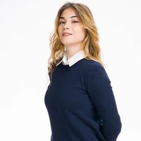 Pull en cachemire et laine mérinos pour femme Sharm, col rond, tricot plat, coupe ample, confortable, style italien décontracté, pour l'hiver