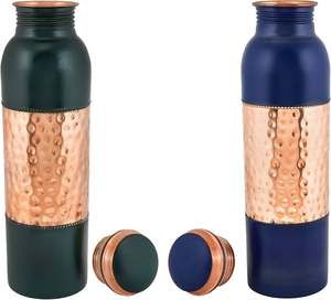 Blue Marble Print Copper <b>Water</b> <b>Bottle</b> Antimicrobial Antioxidant & Anti-Inflammatory Immune System Booster - Product Image 5