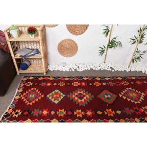 Vintage Turkish Kilim <b>Wool</b> Large Area Rug Exclusive 31x95ft <b>Red</b> Patchwork Design with Latex Backing-Alibaba's Finest Selection - Product Image 5