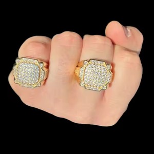 แหวนประดับเพชรแท้สไตล์ฮิปฮอปสำหรับผู้ชายและผู้หญิง - Product Image 6