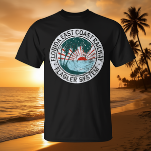 Camiseta Vintage con Diseño de Atardecer del Ferrocarril de la Costa Este de Florida, Ropa Promocional Retro - Product Image 3