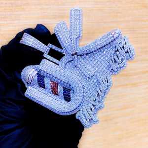 Dijes de Corona con Inicial de Letra, de Plata de Ley 925, con Moissanita de Corte de 3 Quilates, Chapado en Oro Amarillo de 18K, Regalo de Hiphop - Product Image 2