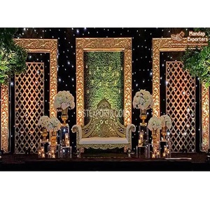Stylish Backdrop <b>Frames</b> for Reception Ceremony Elegant <b>Wedding</b> Stage Backdrop Panels Designer Golden Backdrop <b>Frames</b> for <b>Wedding</b> - Product Image 1