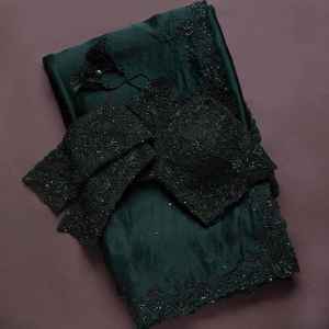 El último Sari de diseñador indio, Sari Georgette DE TRABAJO bordado pesado con color atractivo y blusa para damas, ropa de fiesta, Sari - Product Image 5