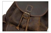Individuelles Logo Rindsleder Nappa Echtleder Hochwertiger Eleganter Herren Wasserdichter Reise-Laptop-Rucksack Abdeckverschluss Nickel Antik