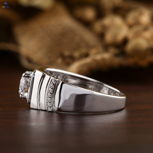 แหวนเพชรทรงกลม1.35 TDW สำหรับผู้ชายแหวนเพชรสีทองขาวมาตรฐานการตั้งค่าง่าม cvd/hpht หินห้องปฏิบัติการเพชร - Product Image 3