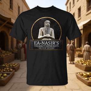Camiseta con meme de historia de la Edad de Bronce de Ea Nasir con lingotes de cobre, ropa promocional premium - Product Image 3
