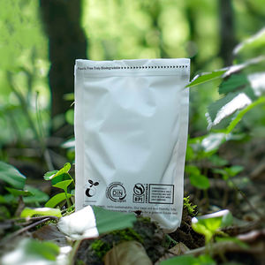 Pochette refermable personnalisée blanche, écologique, compostable, imperméable, avec fermeture éclair pour le stockage des aliments, option de logo personnalisé - Product Image 3