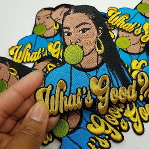 Hot Sale Custom Logo Embroidery Patches Bulk Beautiful Girl 3D <b>Heat</b> Transfer Varsity Jacket Shirt Sew-On Canvas Fabric for Hats - Product Image 1