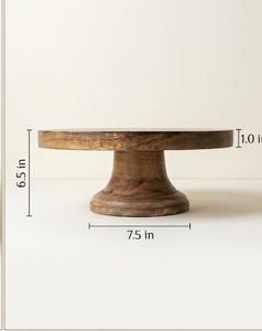 Support à gâteau rond en bois d'acacia de 12 pouces, plateau de présentation sur piédestal fait main - Product Image 2