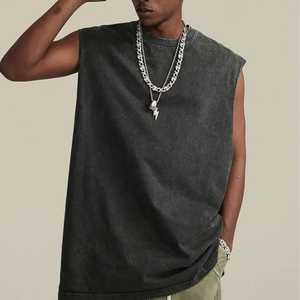 High Quality 2025 Heavyweight <b>Muscle</b> Gym <b>Vest</b> T-shirts <b>Men</b> Custom Black Cropped Boxy <b>Fit</b> Sleeveless Tank Top Tee Shirts - Product Image 2