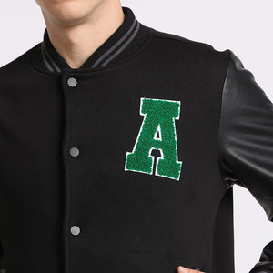 Classic Retro Look Men Varsity Jacket Premium Quality Full Sleeves <b>Covered</b> <b>Button</b> Embroidery Patchwork Stand Windproof - Product Image 6