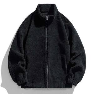 Nouveau design de veste en polaire Sherpa pour hommes, couleur unie, manches longues, matériau chaud, streetwear classique, vestes d'hiver à col montant pour hommes - Product Image 5