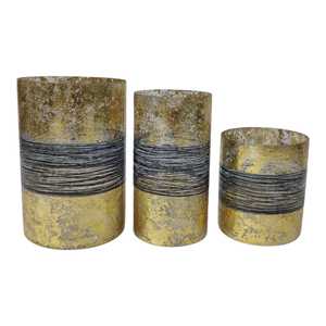 Decorative <b>Large</b> Home & Garden High-quality Hand-crafted Empty Gold & Black <b>Candle</b> Glass Vessels & Jars with Thread Wrapping - Product Image 1