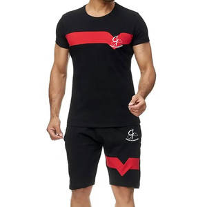 Ensemble de tenues en coton de haute qualité pour hommes, short et t-shirt surdimensionné uni respirant de style décontracté, design pékin personnalisé pour l'été - Product Image 1