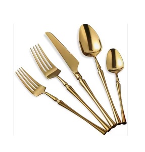 Ensemble de couverts en acier inoxydable avec finition dorée miroir, parfait pour hôtels, mariages et cadeaux de pendaison de crémaillère, nouvel arrivage - Product Image 1