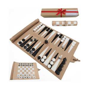 Juego de backgammon de cuero de lujo con costuras intrincadas y elegante tablero de backgammon de cuero hecho a mano - Product Image 5