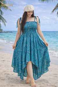 Vestido de Playa Mini de Una Pieza para Mujer, 100% Algodón Orgánico, Chifón, Estampado de Leopardo, Manga Regular, con Tanga, Ecológico - Product Image 3