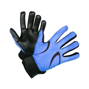Black <b>Latex</b> Palm Blue Black Wave Graphic Design Soccer Goalkeeper Gloves - Product Image 1