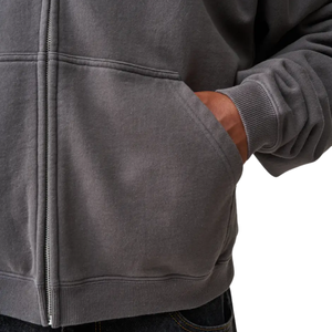 Mens Zip Hoodie <b>Thick</b> <b>Fleece</b> <b>Jacket</b> Custom Logo Casual Streetwear Warm Winter Hooded 100% Cotton Heavyweight Zipper Supplier - Product Image 5