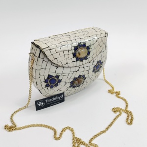 Glamorous Wedding Metal Clutch Purse Pearl Chains Beading Flowers-Correa extraíble impermeable para uso nupcial Party Tradebyd - Product Image 2