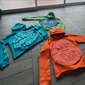 Vente en gros de sweats à capuche courts pour hommes, zippés, hiver, numériques, écologiques, sans poche, sans cordon, bord brut, ourlet brut, personnalisés, effet bouffant - Product Image 4