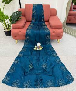 Sari indien traditionnel en coton pour femmes, tissage banarasi, motifs multicolores modernes, broderies éblouissantes, spécial mariage - Product Image 5