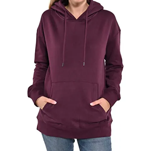 Áo Chui Đầu Dài Tay Nữ 100% Sợi Nhân Tạo Áo Nỉ Có Mũ Mặc Thường Ngày Ôm Sát Áo Hoodie Trơn Áo Hoodie Nữ Có Mũ Trùm Đầu