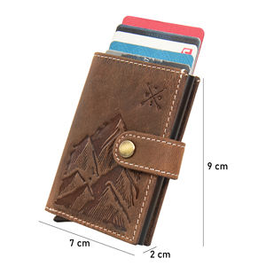 Porte-cartes en cuir véritable avec gaufrage et porte-cartes à tirette - Product Image 2