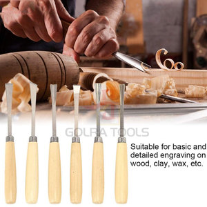 Ensemble de 6 outils à main de qualité supérieure, légers, couleur unie, pour la sculpture, avec manche en bois Chanar et ferrules en acier inoxydable - Product Image 6